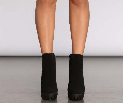 Walk In The Park Lug Heeled Booties - Lady Occasions