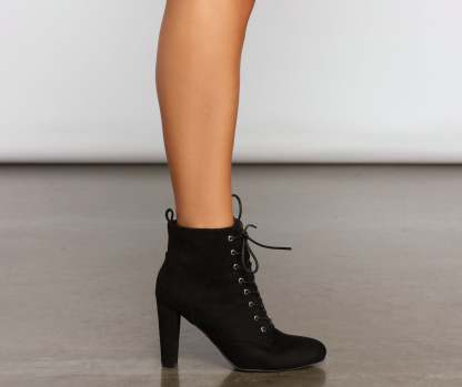 Essential Faux Suede Lace Up Booties - Lady Occasions
