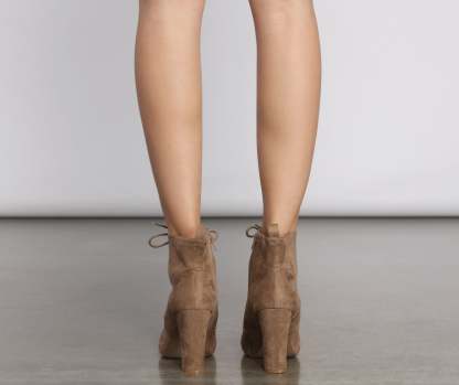 Essential Faux Suede Lace Up Booties - Lady Occasions