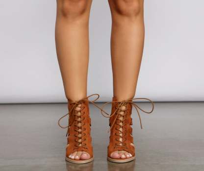 Faux Suede Lace Up Booties - Lady Occasions