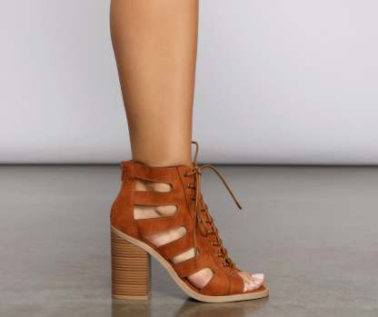 Faux Suede Lace Up Booties - Lady Occasions