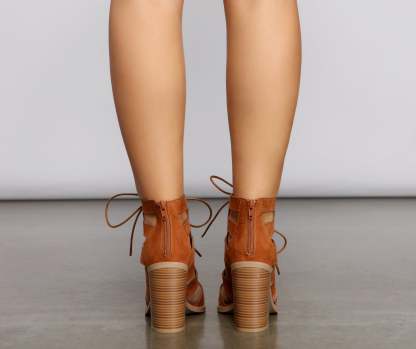 Faux Suede Lace Up Booties - Lady Occasions