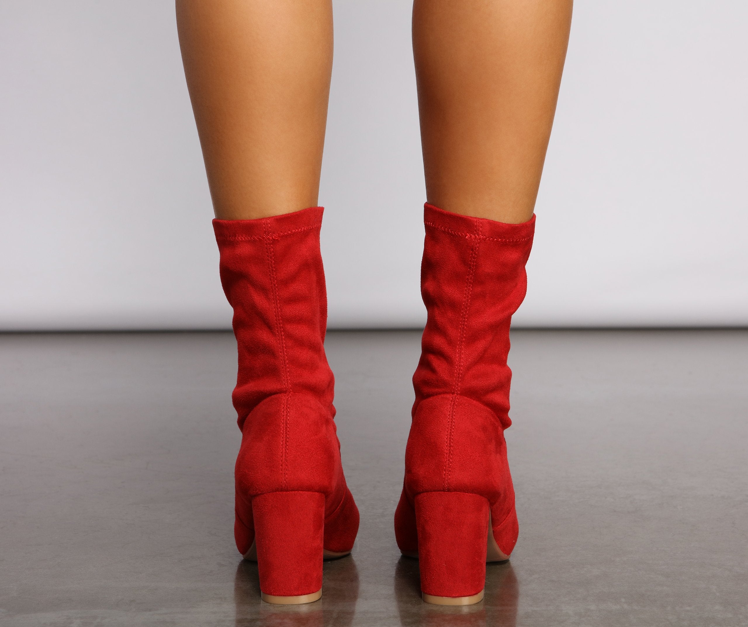 Faux Suede Pointed Toe Sock Booties - Lady Occasions