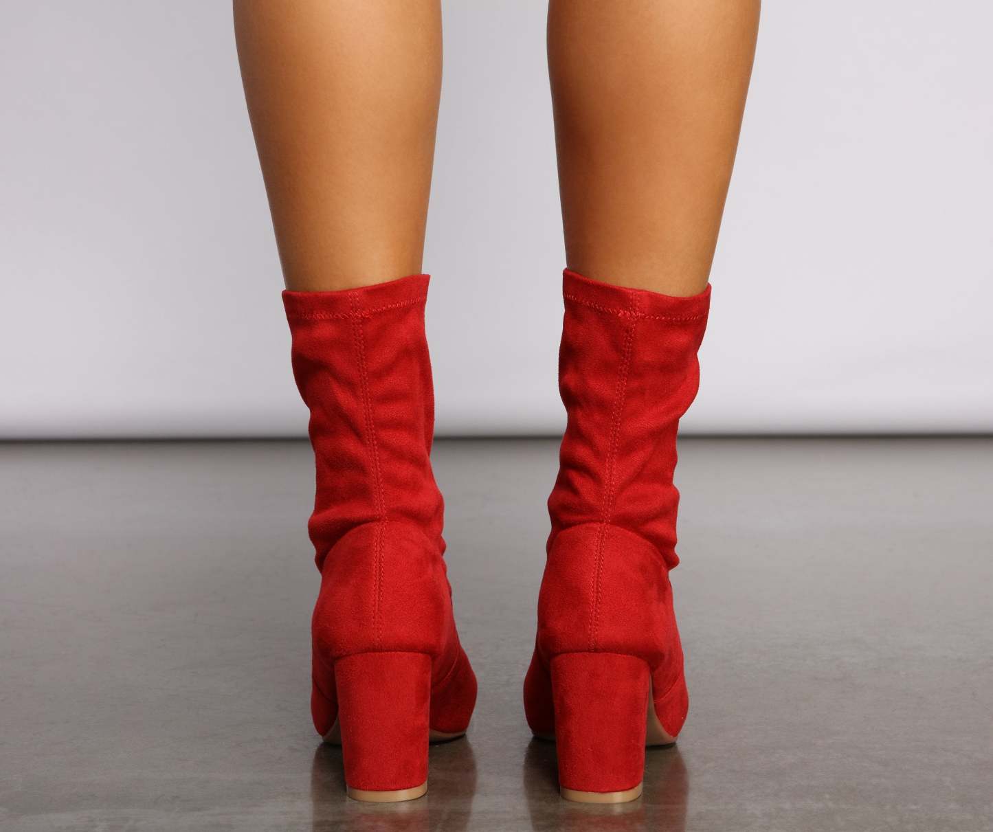 Faux Suede Pointed Toe Sock Booties - Lady Occasions