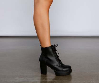 Edgy Babe Platform Lace-Up Booties - Lady Occasions
