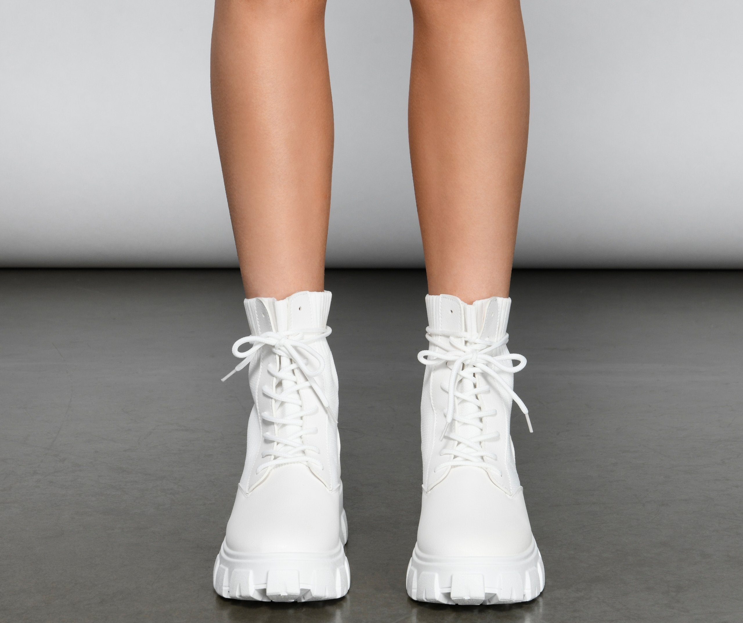 Trendy Vibes Lace-Up Sock Booties - Lady Occasions