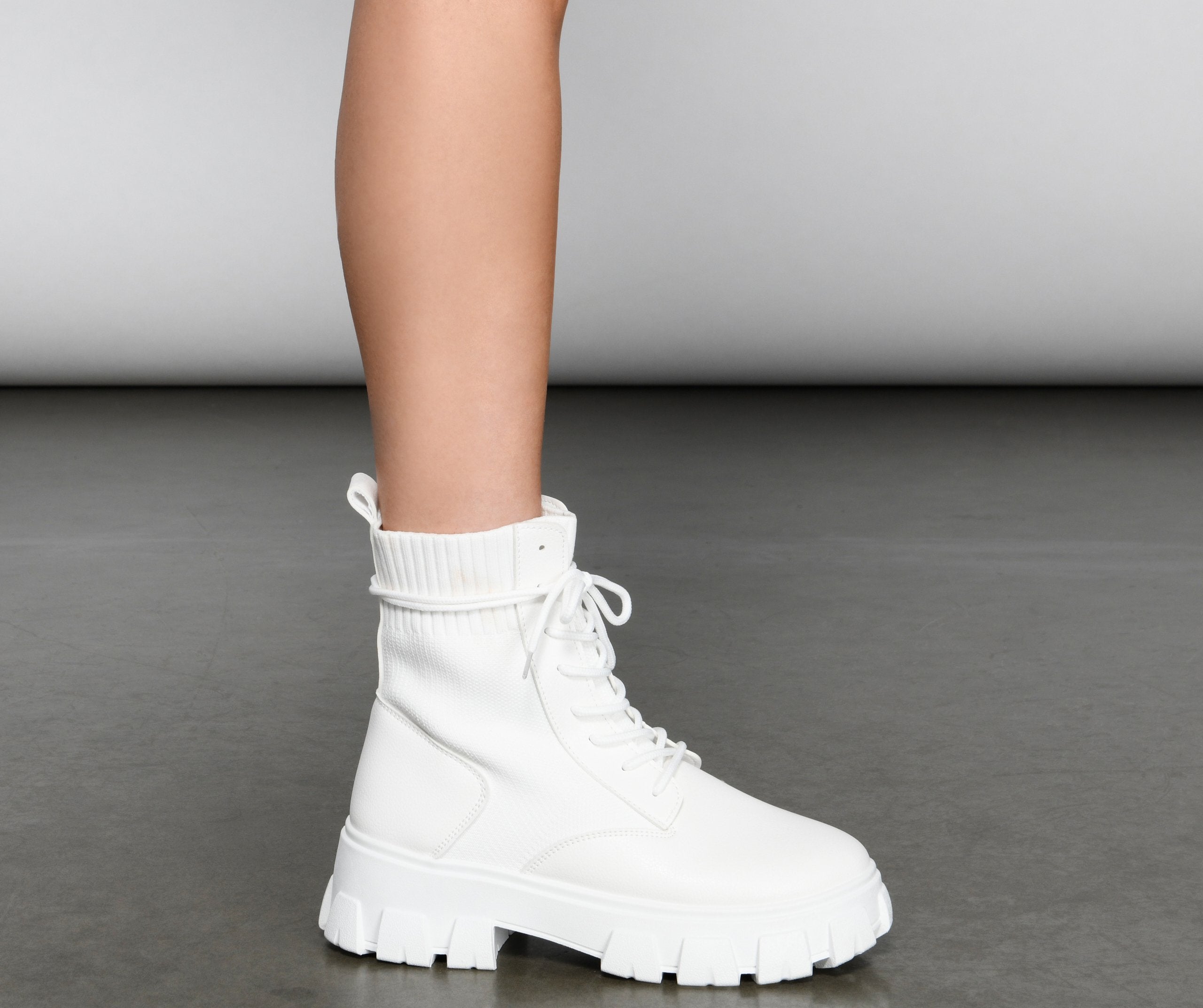 Trendy Vibes Lace-Up Sock Booties - Lady Occasions