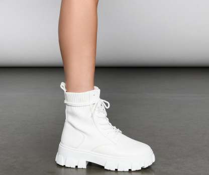 Trendy Vibes Lace-Up Sock Booties - Lady Occasions