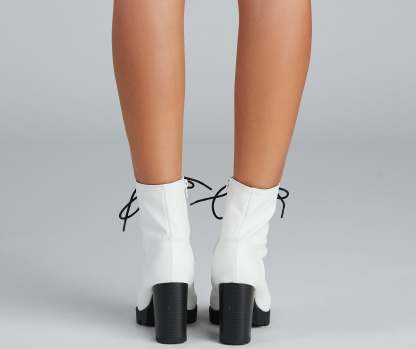 Wild Side Faux Leather Lug Boots - Lady Occasions