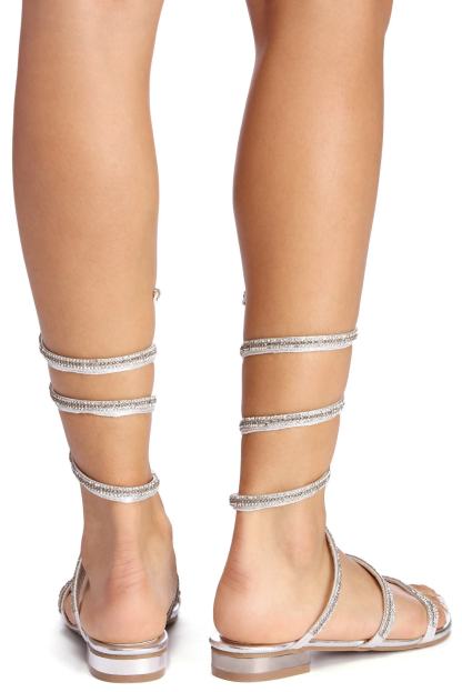 Glitz In Rhinestones Chrome Sandals - Lady Occasions