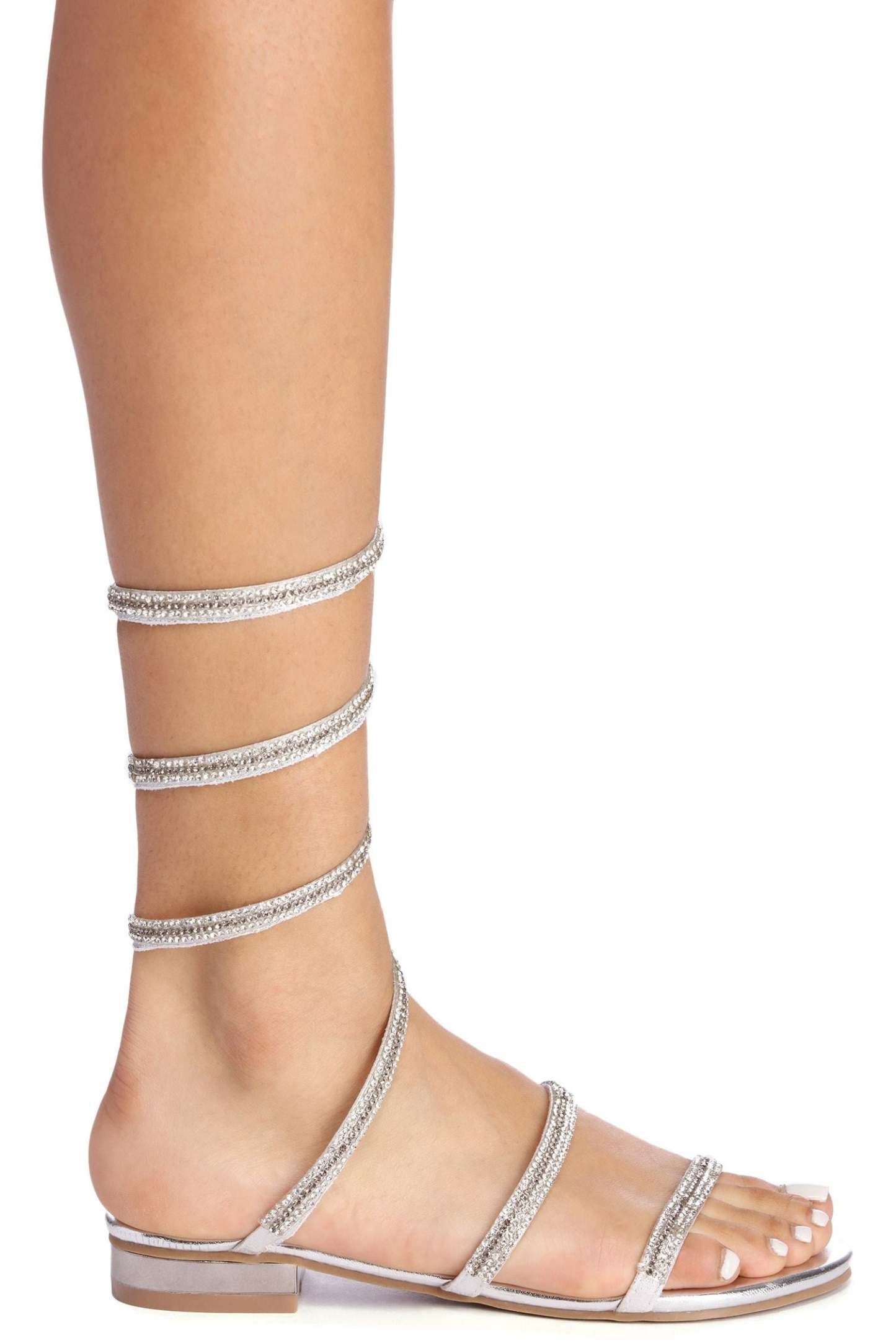 Glitz In Rhinestones Chrome Sandals - Lady Occasions