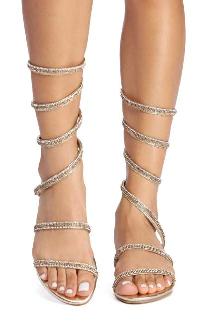 Glitz In Rhinestones Chrome Sandals - Lady Occasions