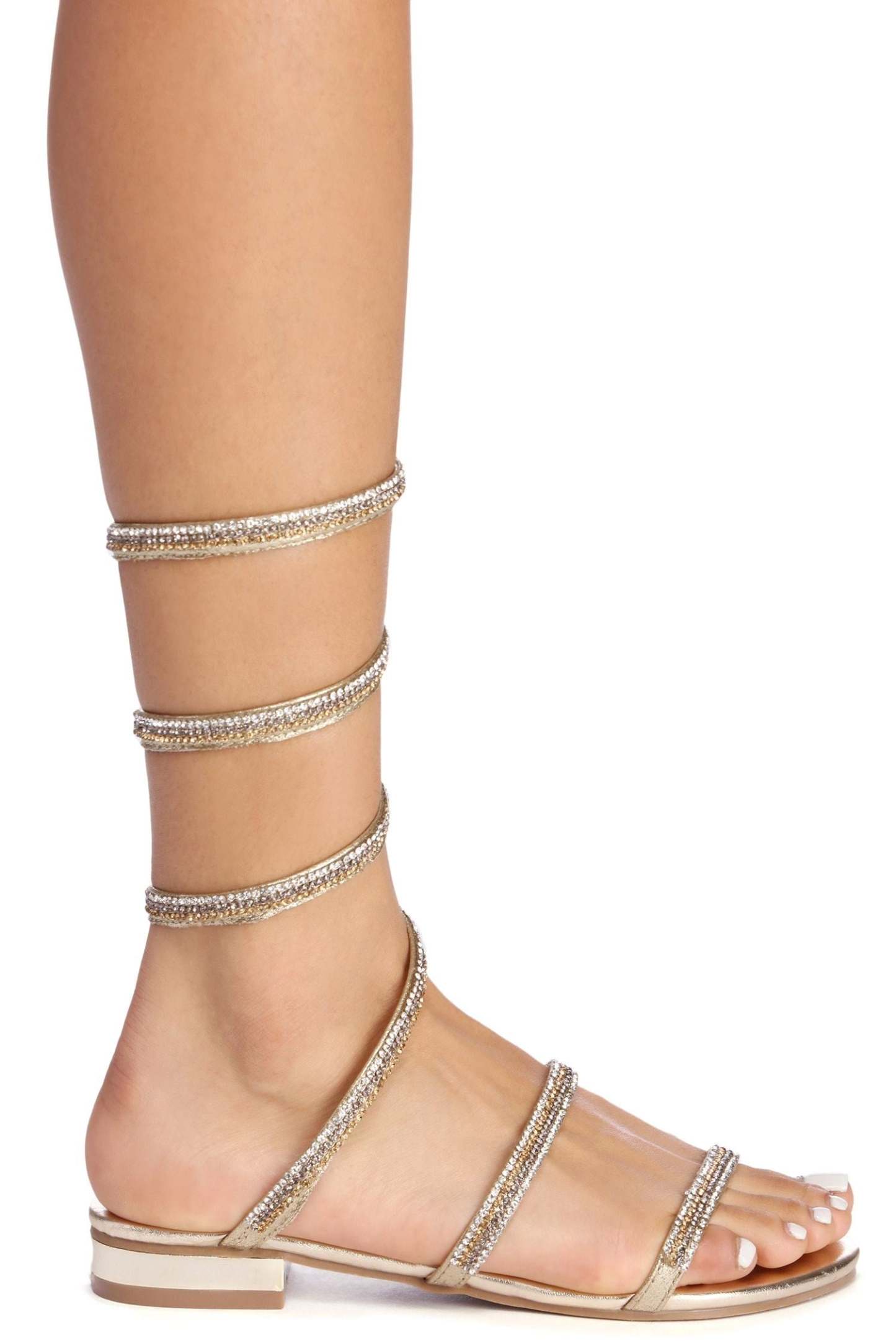 Glitz In Rhinestones Chrome Sandals - Lady Occasions
