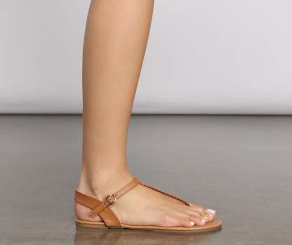 Essential Braided T-Strap Sandals - Lady Occasions