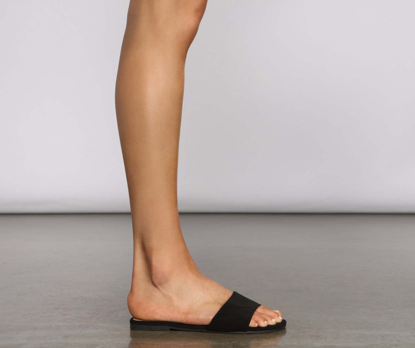 One Band Faux Nubuck Slides - Lady Occasions