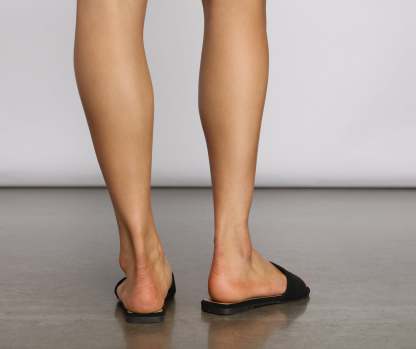One Band Faux Nubuck Slides - Lady Occasions