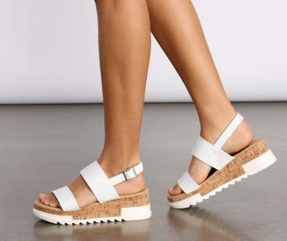 Just In Time Faux Leather Platform Sandals - Lady Occasions