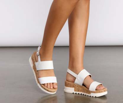Just In Time Faux Leather Platform Sandals - Lady Occasions