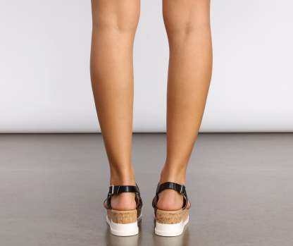 Just In Time Faux Leather Platform Sandals - Lady Occasions