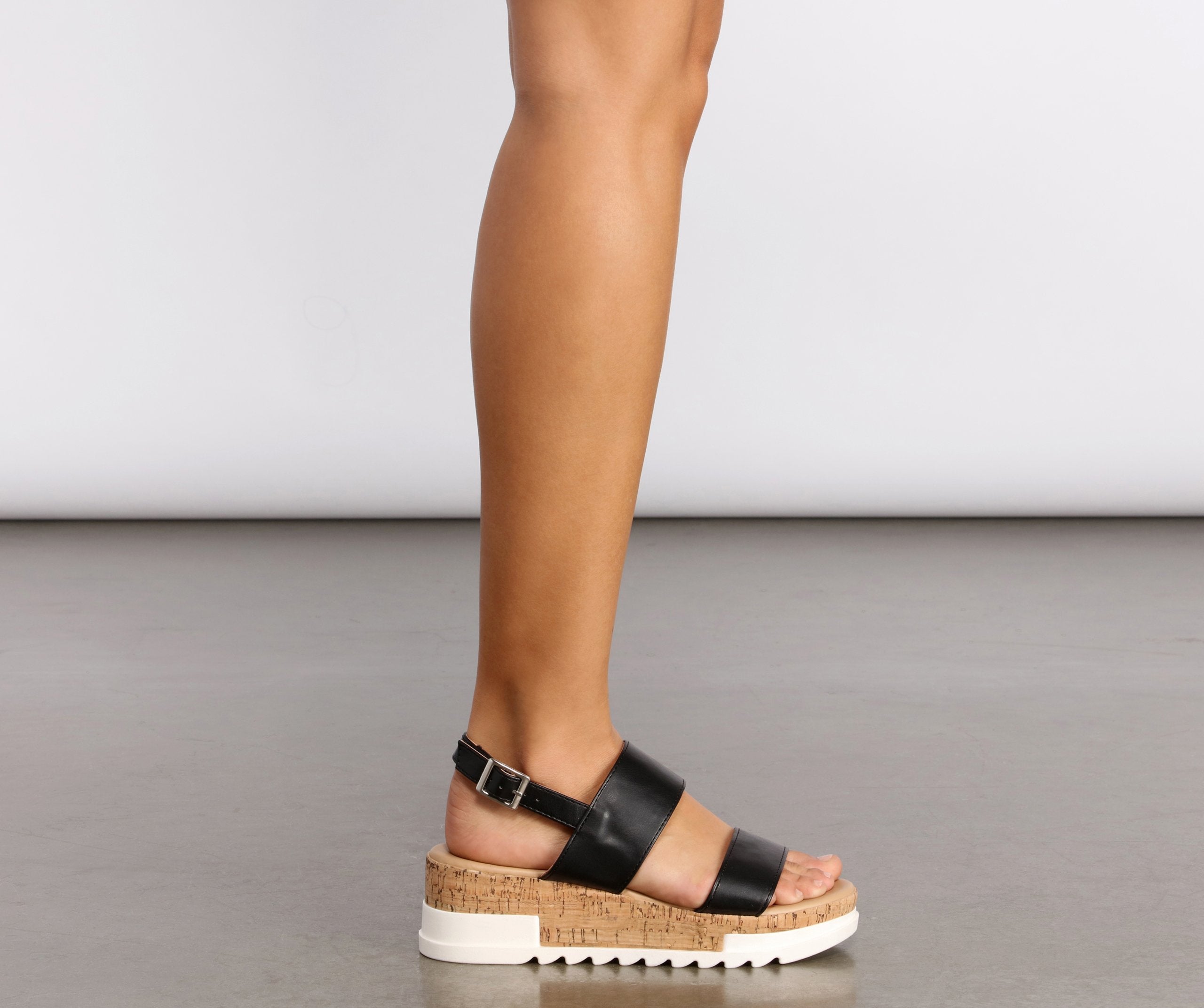 Just In Time Faux Leather Platform Sandals - Lady Occasions