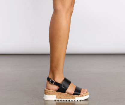 Just In Time Faux Leather Platform Sandals - Lady Occasions