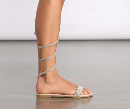 Wrapped In Rhinestones Wrap Sandals - Lady Occasions