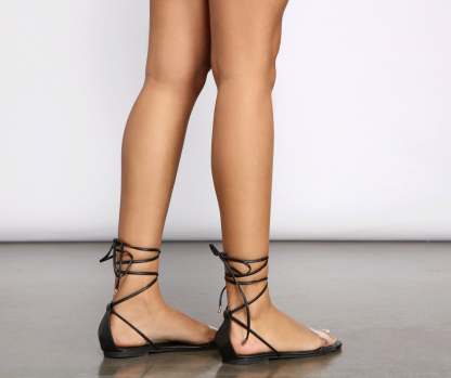 Essential Lace Up PVC Sandals - Lady Occasions