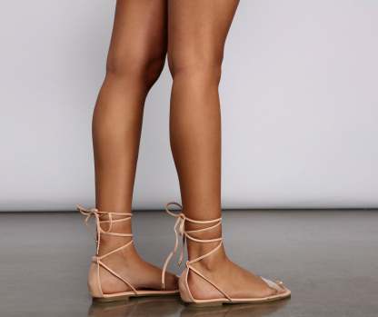 Essential Lace Up PVC Sandals - Lady Occasions