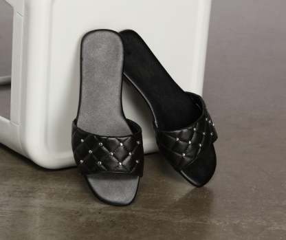 Faux Leather Quilted Studded Sandals - Lady Occasions