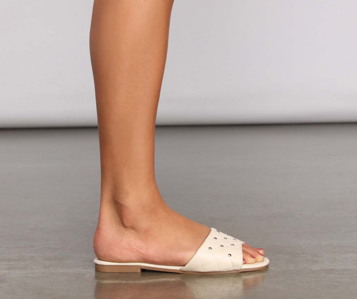 Faux Leather Quilted Studded Sandals - Lady Occasions