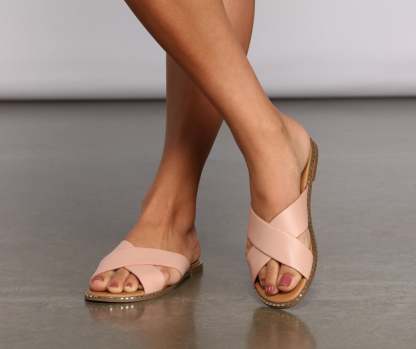 Criss Cross Studded Glam Sandals - Lady Occasions