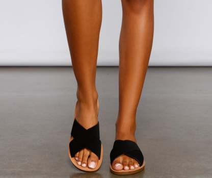 Criss Cross Chic Faux Nubuck Sandals - Lady Occasions