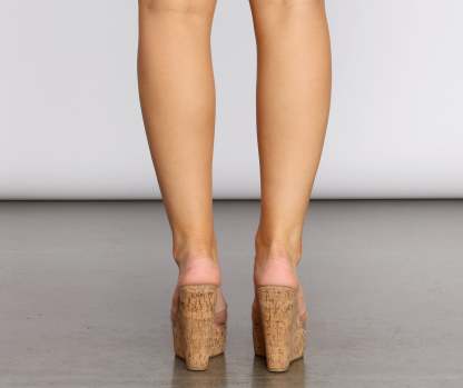 Cork Slide On Wedges - Lady Occasions