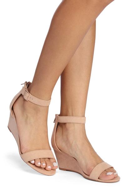 Low Wedge Ankle Strap Sandals - Lady Occasions