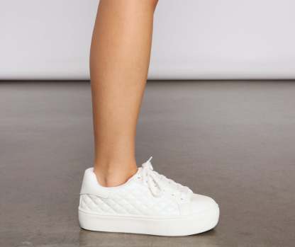 Faux Leather Quilted Chic Sneakers - Lady Occasions