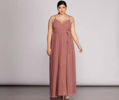 Plus Helena Formal Sleeveless Chiffon Dress - Lady Occasions