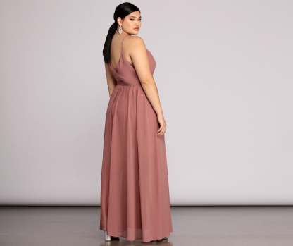 Plus Helena Formal Sleeveless Chiffon Dress - Lady Occasions