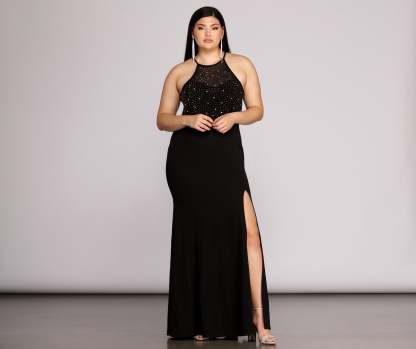 Plus Kacey Formal Heat Stone Dress - Lady Occasions