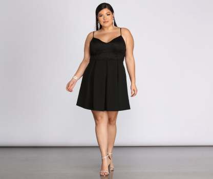 Plus Lace Appeal Skater Dress - Lady Occasions