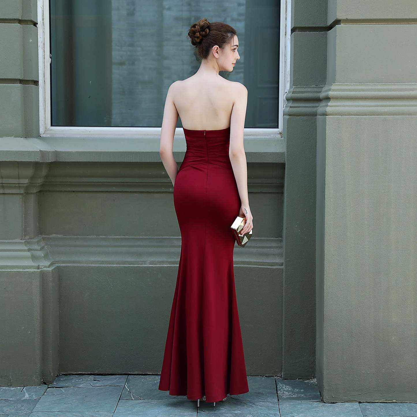 Evelyn strapless slit wrap dress - Lady Occasions