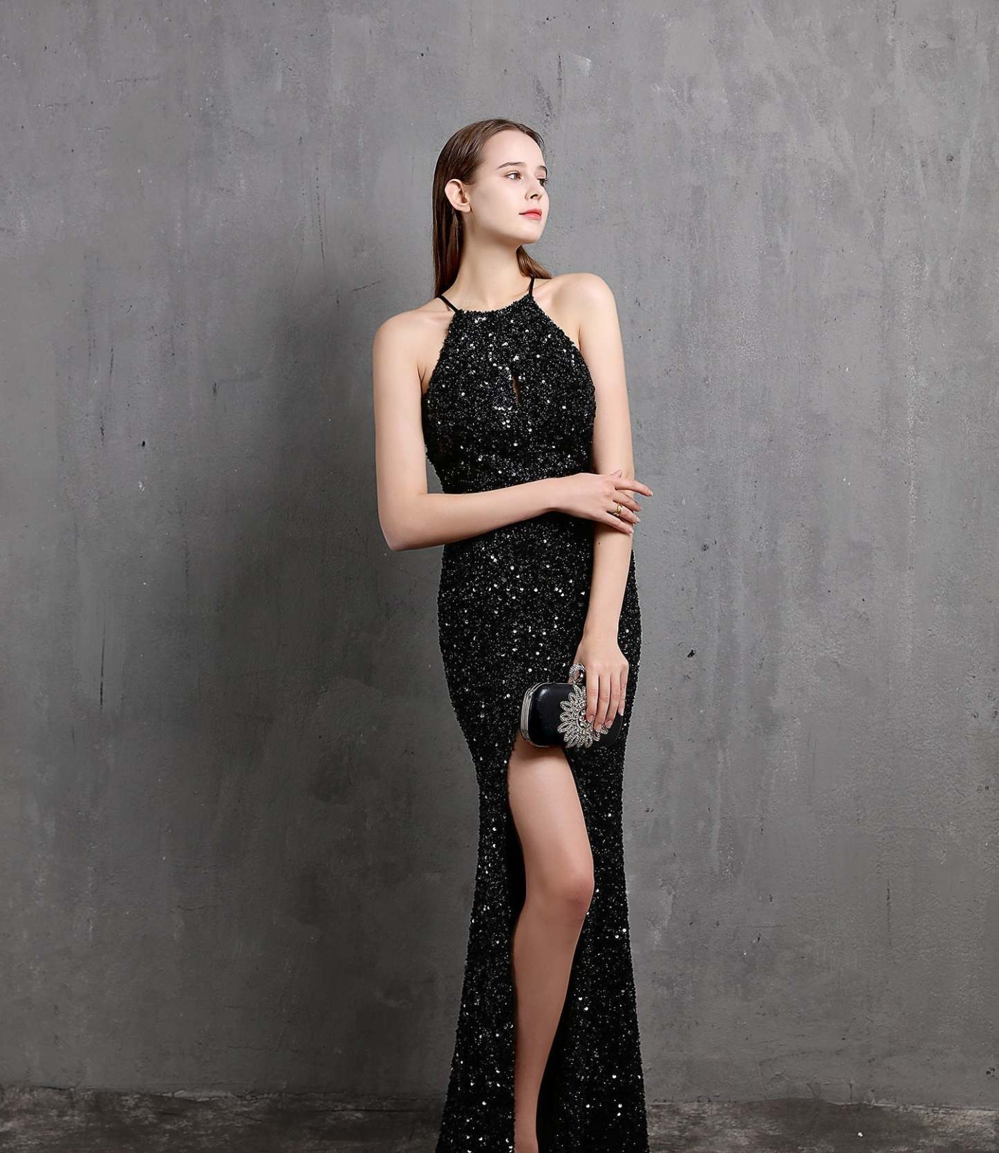 Ella halterneck sequined formal dress - Lady Occasions