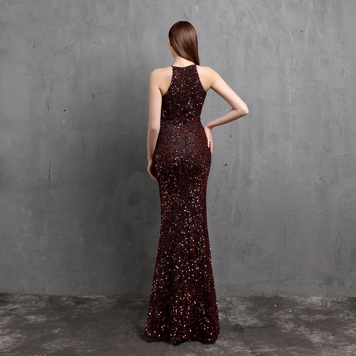 Ella halterneck sequined formal dress - Lady Occasions