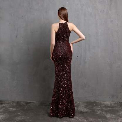 Ella halterneck sequined formal dress - Lady Occasions