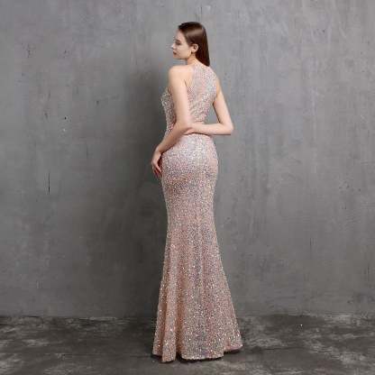 Ella halterneck sequined formal dress - Lady Occasions