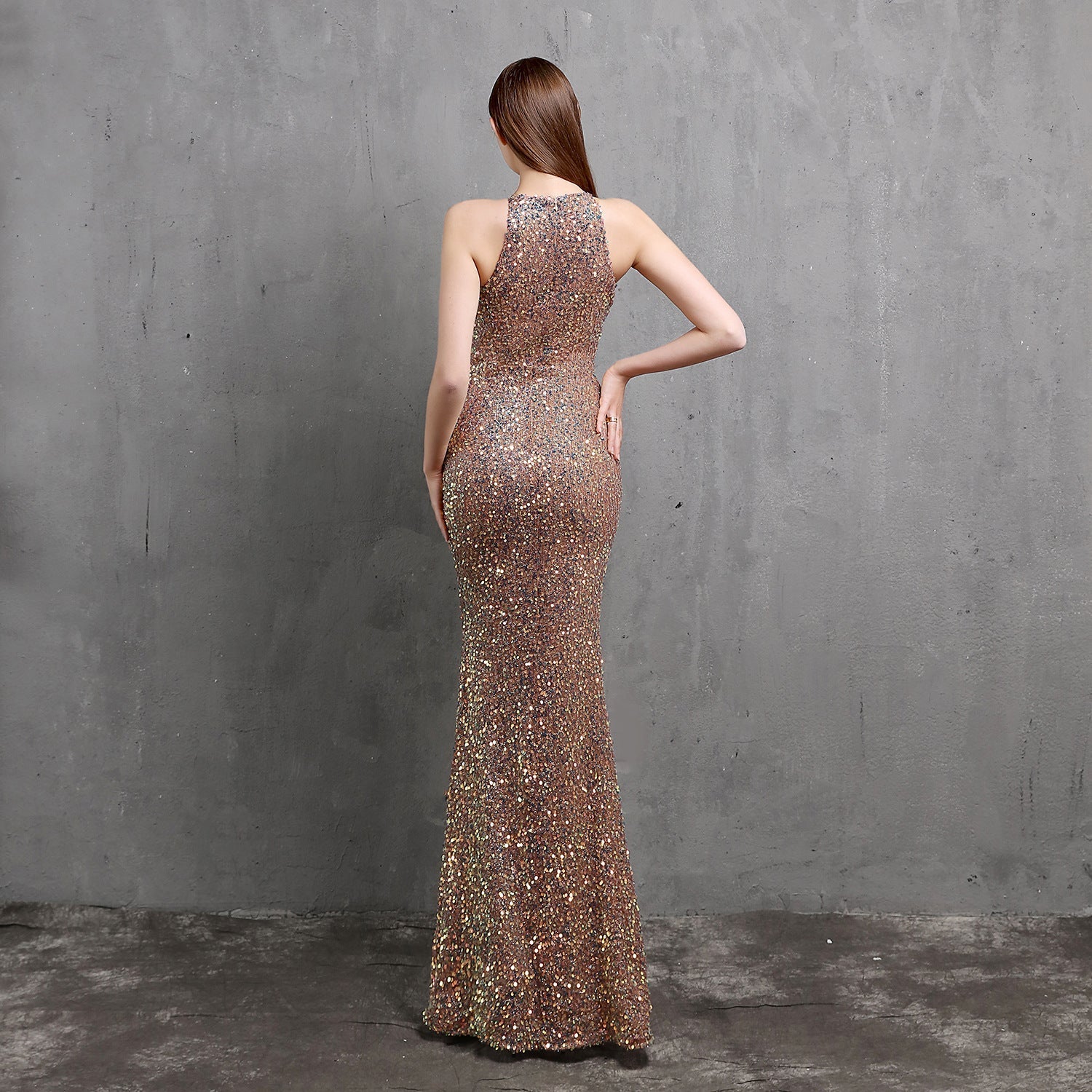 Ella halterneck sequined formal dress - Lady Occasions
