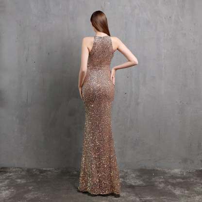 Ella halterneck sequined formal dress - Lady Occasions