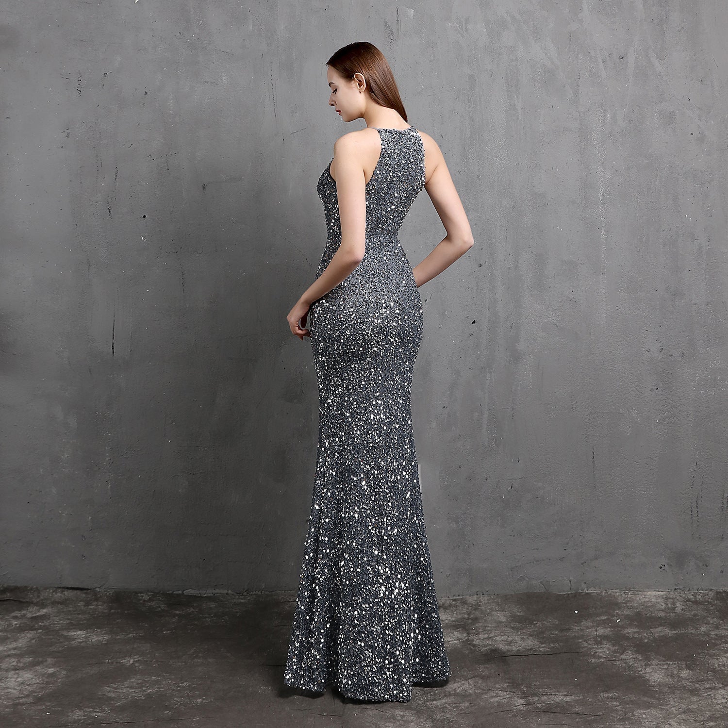 Ella halterneck sequined formal dress - Lady Occasions
