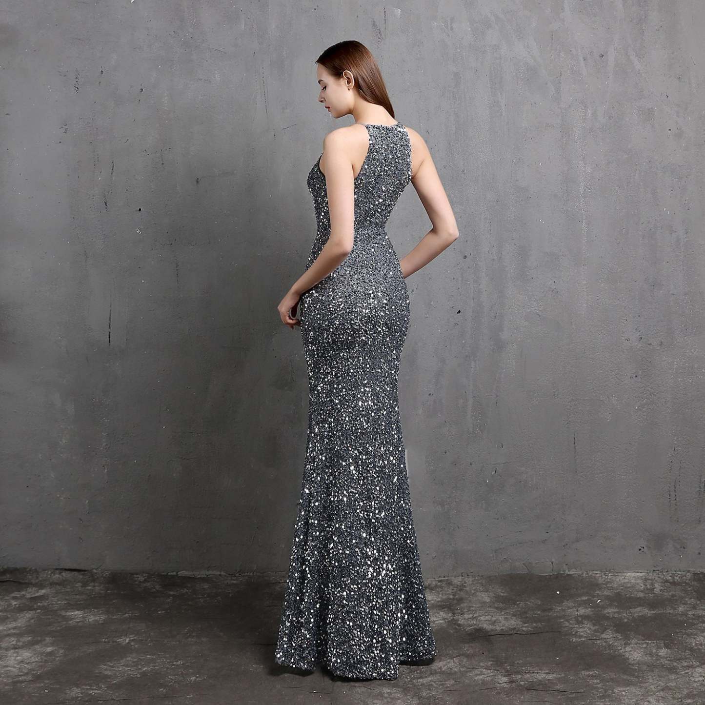 Ella halterneck sequined formal dress - Lady Occasions