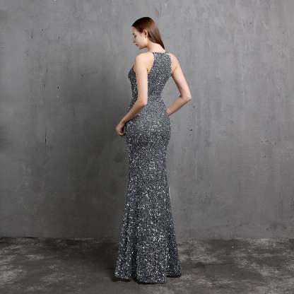 Ella halterneck sequined formal dress - Lady Occasions