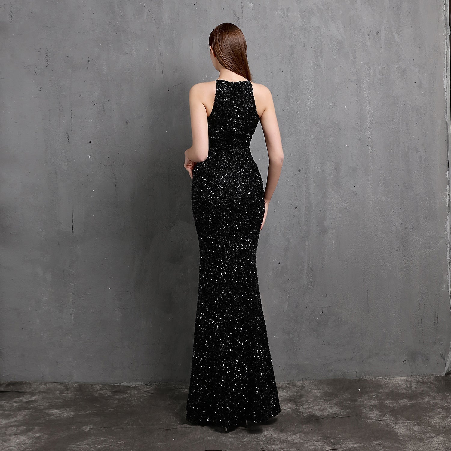 Ella halterneck sequined formal dress - Lady Occasions